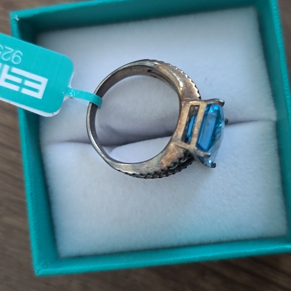 Effy 925 Sterling Silver 18K Yellow Gold Blue Topaz ring - Picture 4 of 4